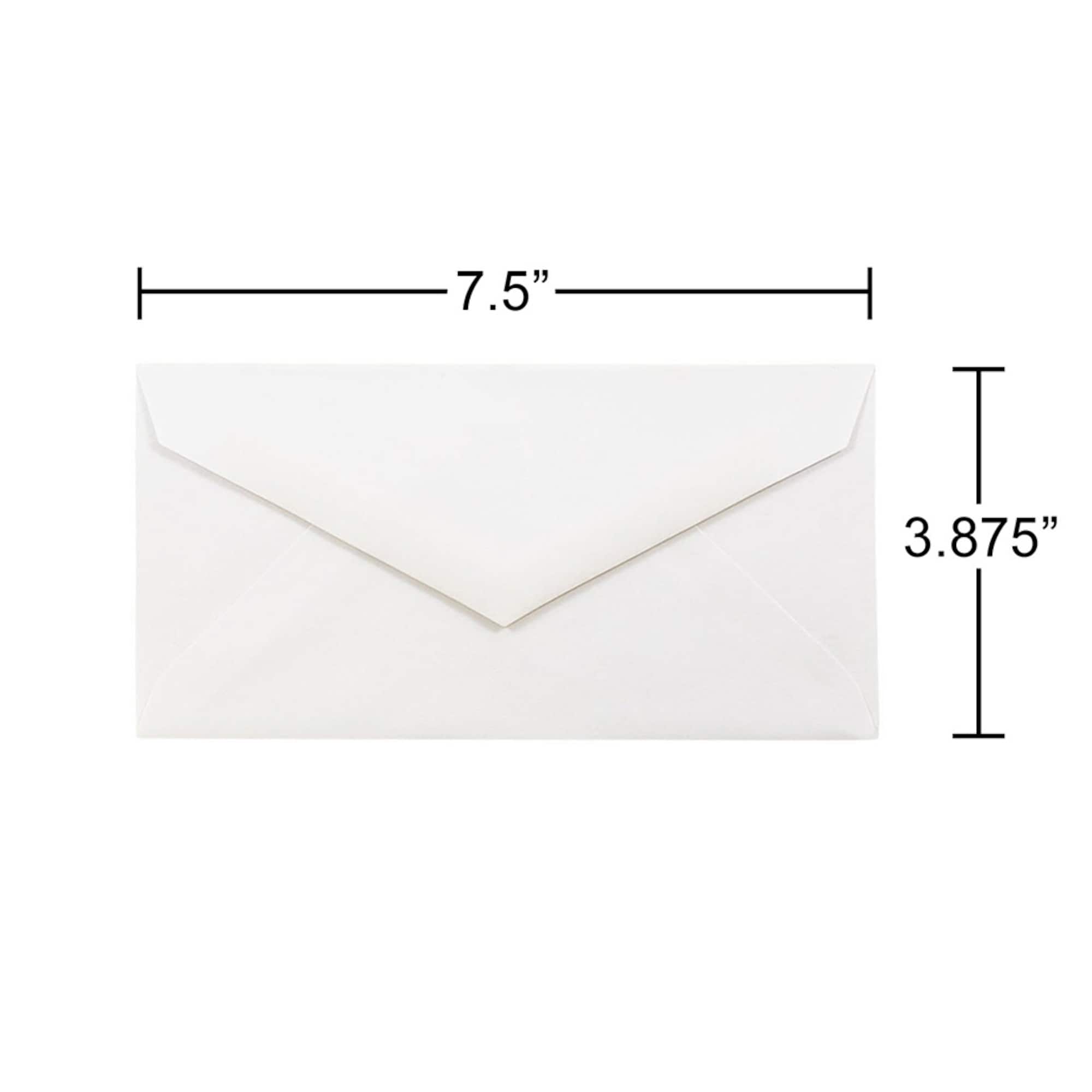 JAM Paper 3.875" x 7.5" Bright White Wove Monarch Strathmore Invitation Envelopes, 50ct.